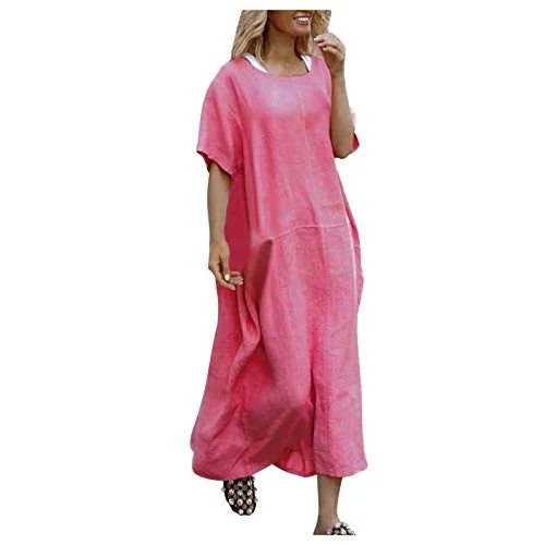 Women's Dress Sweet & Cute Dress Ladies Casual Loose Solid Color Short Sleeve Plus Size Dress Long Skirt Fancy Cocktail Dress Party Dress Maxi A-line Dress Formal Maxi Skirt