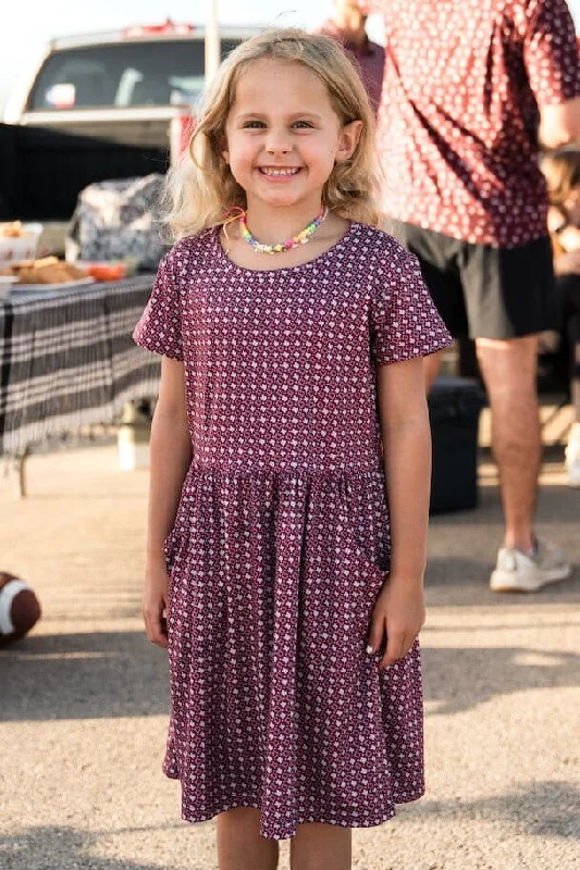 Youth-Girls Dress-Texas Maroon And Grey Halter unclassified dresses