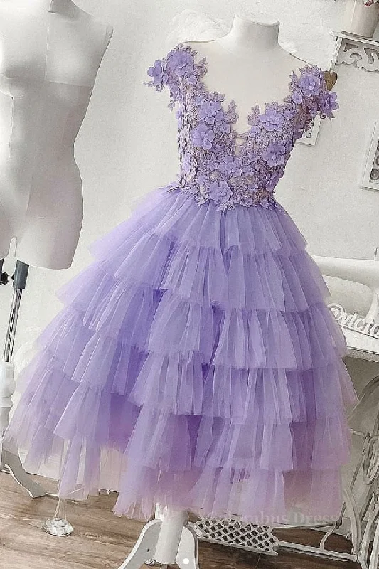 Purple tulle short Corset Prom dress, purple evening dress outfit Tulle Dress Dream