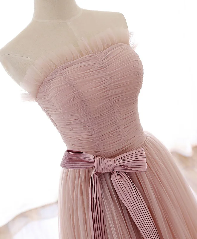 Simple Pink Tulle Long Prom Dress, Pink Tulle Formal Dress, 1 Tulle Maxi Dress