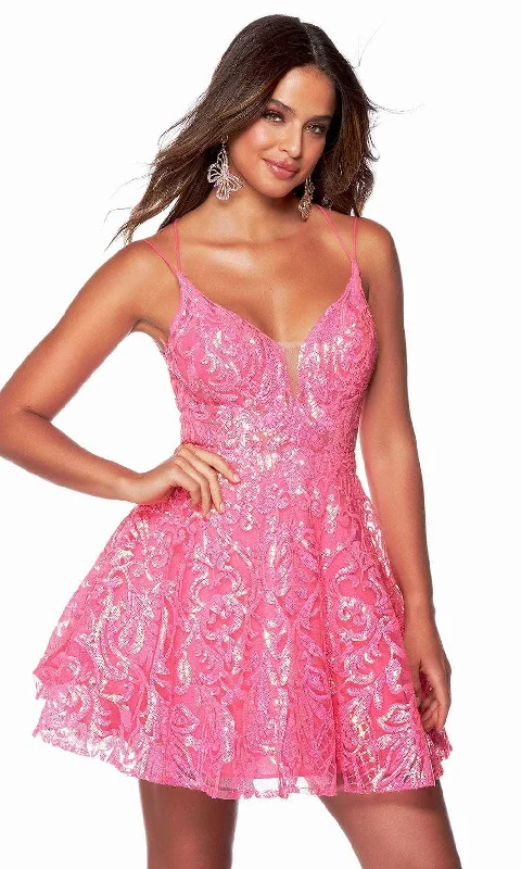 Alyce Paris 3125 - Sequined A-Line Homecoming Dress Colorful Sequin Dress