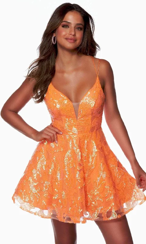 Alyce Paris 3137 - Spaghetti Strap Sequin Homecoming Dress Sequin Bodycon Dress