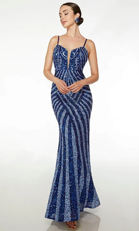 Alyce Paris 61608 - Sequin Plunging Neck Dress Sequin Dress Glamour