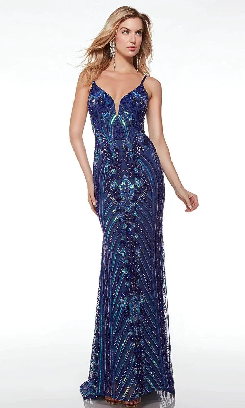 Alyce Paris 61612 - Sequin Plunging Neckline Dress Floor-length Sequin Dress