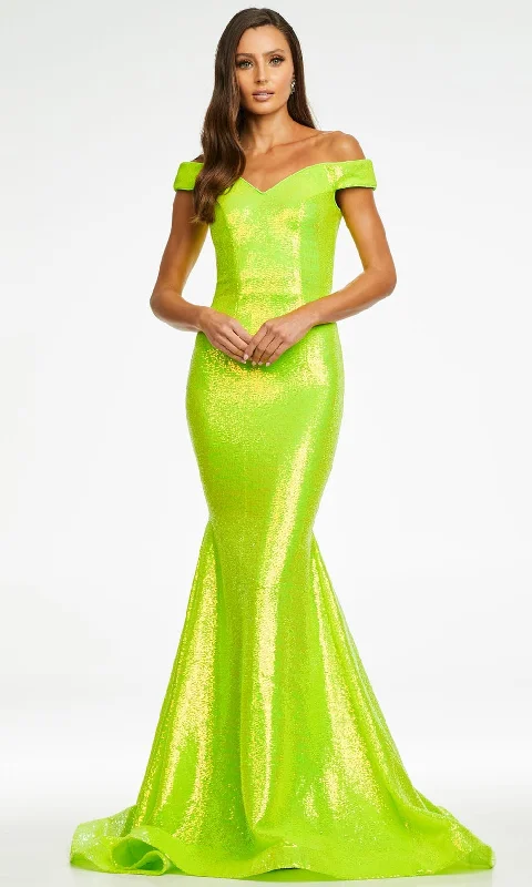 Ashley Lauren 11109 - Off Shoulder Sequin Prom Gown Sequin Dress Long