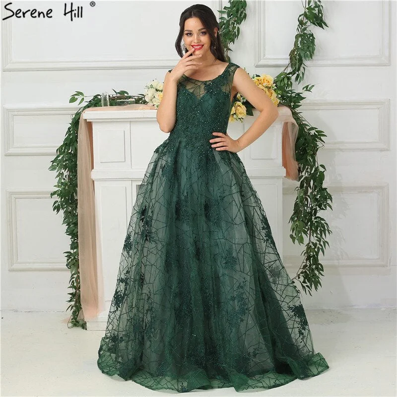 On Sale no return no refundSale Green Sleeveless Backless Sexy Evening Dresses 2024 Beading Sequined With Train Evening Gowns Real Photo  LA6687 Modern Sequin Gown