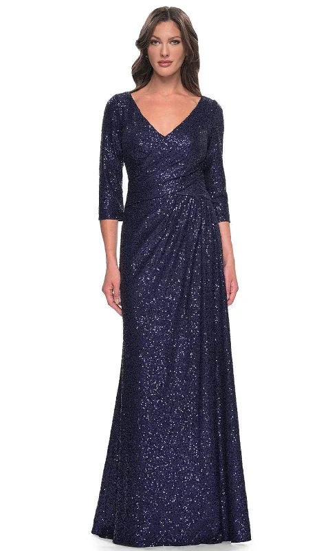 La Femme 30879 - V-Neck Sequin Formal Dress Sleeveless Sequin Dress