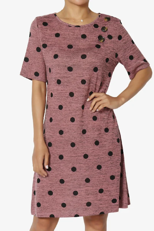 Aidan Polka Dot Slub Knit Shift T-Shirt Dress Fit-and-Flare Shirt Dress