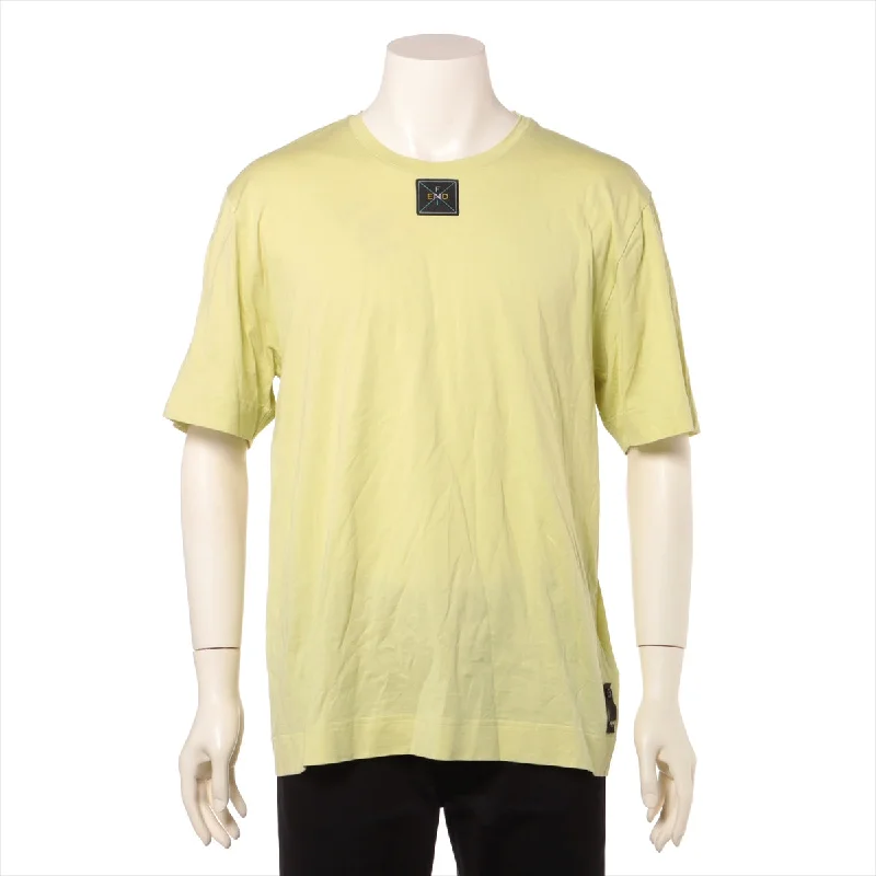 Fendi Label Tag Logo T-shirt Yellow Linen Shirt Dress