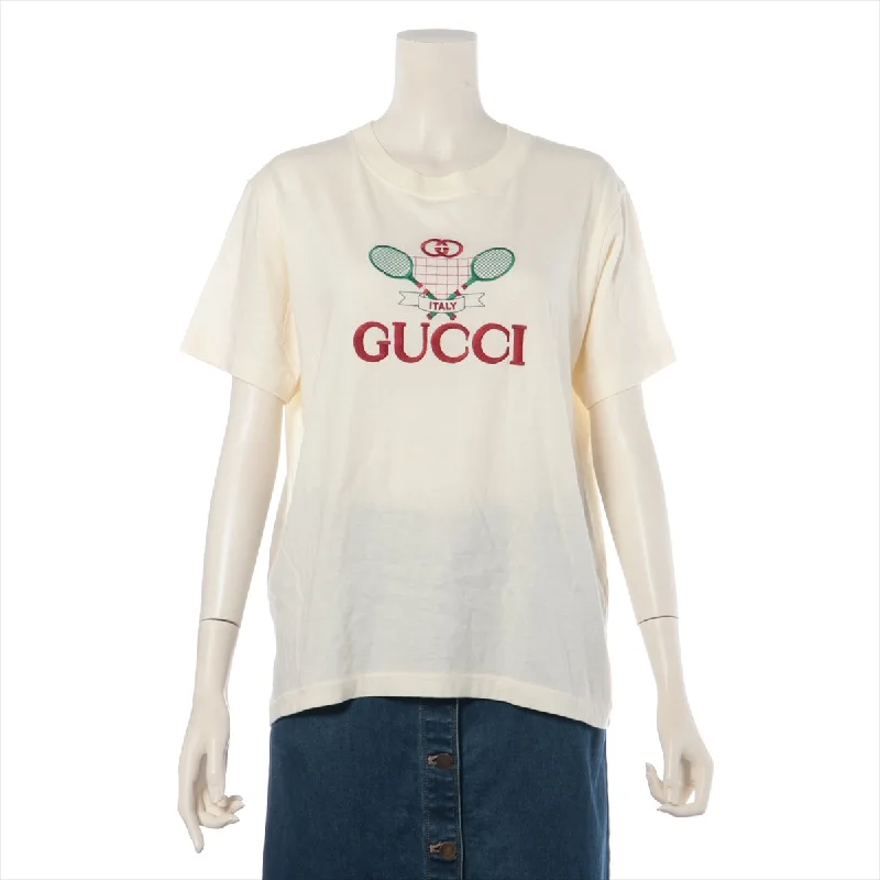 Gucci Italy Tennis T-shirt Ivory Printed Button Shirt