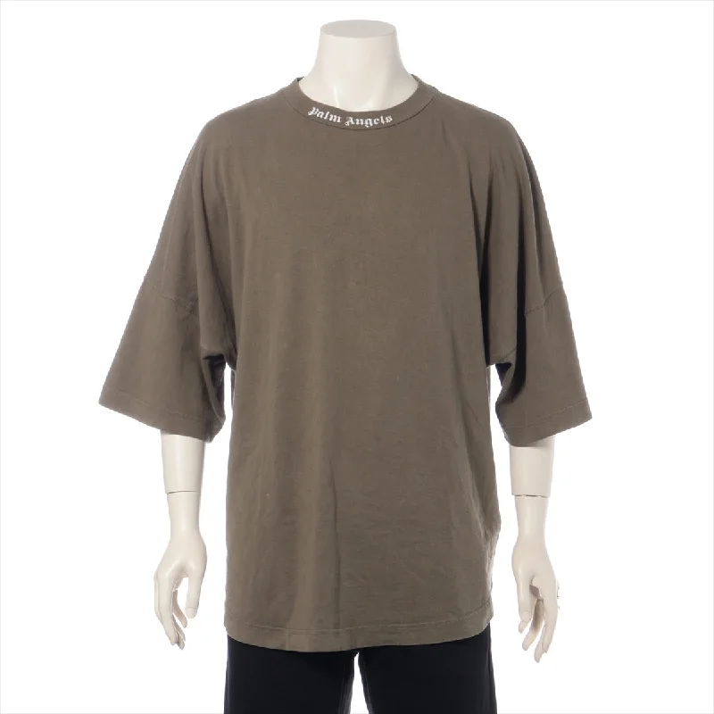 Palm Angels Cotton Oversized T-shirt Olive Green Shirt Dress Glam