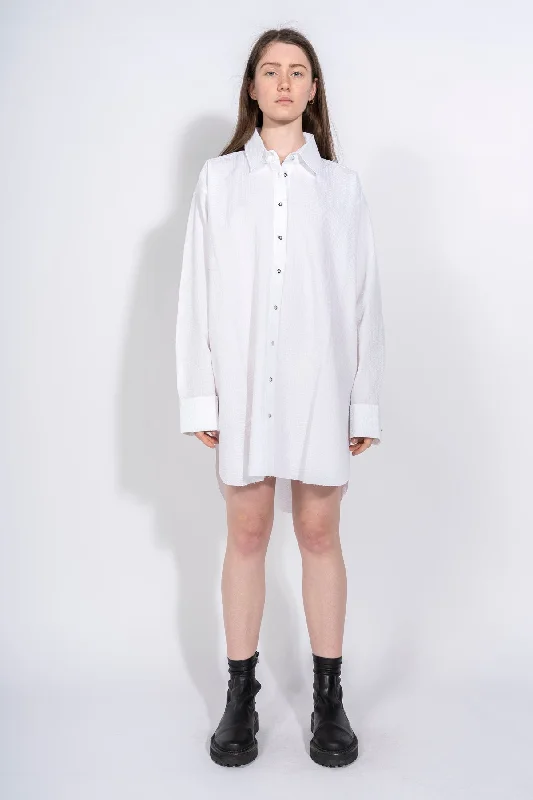 WHITE TEXTURED XXL SHIRT A-line Shirt Dress