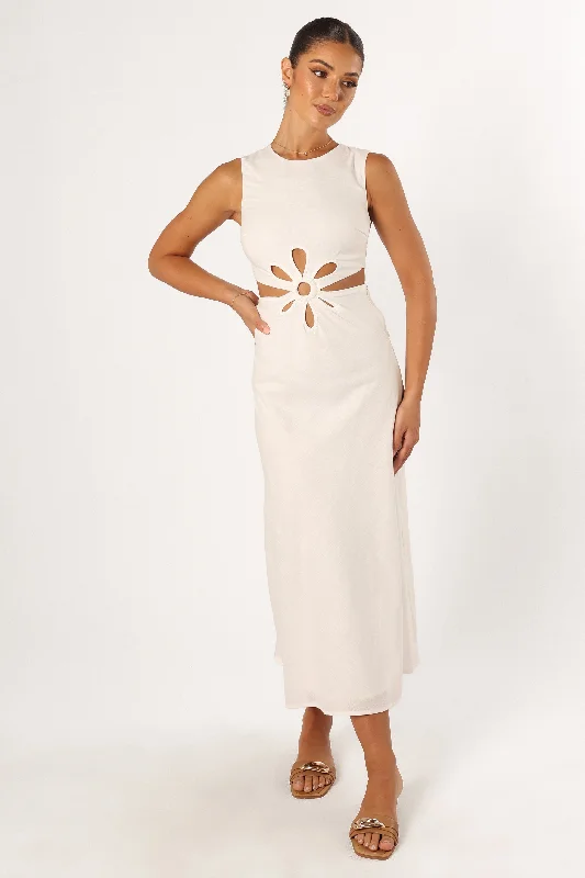 Sola Midi Dress - White Lace Trim Midi